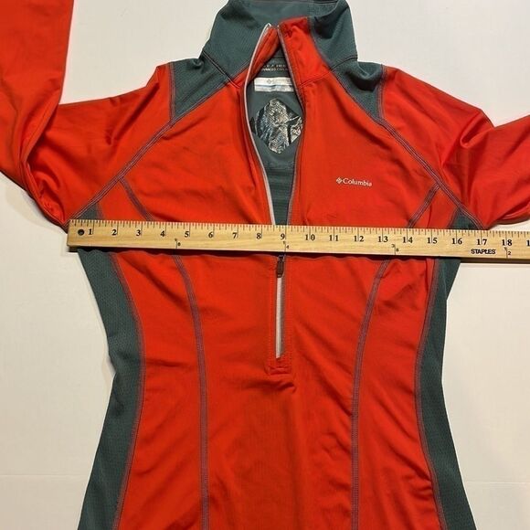 Columbia three-quarter zip up long sleeve top. Orange/gray. Size XS. - Picture 5 of 7